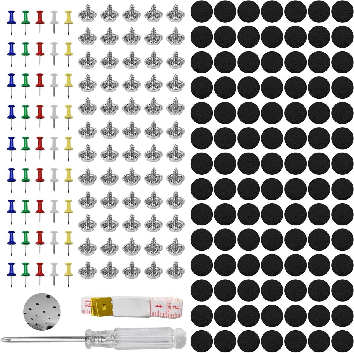 Complete Repair Kit voor Auto Daken met 100 Rivets, Schroevendraaier en Meetlint - Universele Oplossing voor Autoherstel (Zwart)