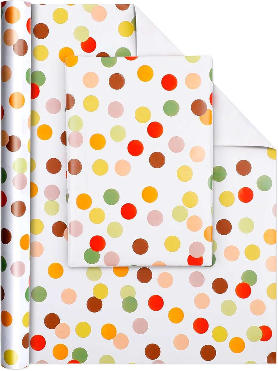 SnelShoppen - Cadeaupapier 43x300cm, Feestelijke Inpakpapier Set met Kleurrijke Stippen voor Valentijnsdag, Kerst en DIY, Premium Kwaliteit