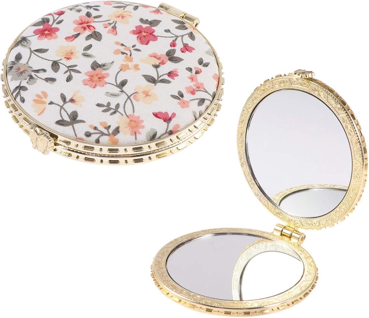 SnelShoppen - 2 Pcs Compact Spiegel Pocket Spiegel Handspiegel Draagbare Makeup Spiegel Dubbelzijdig Vouwbare Mini Makeup Spiegel voor Cosmetica onder