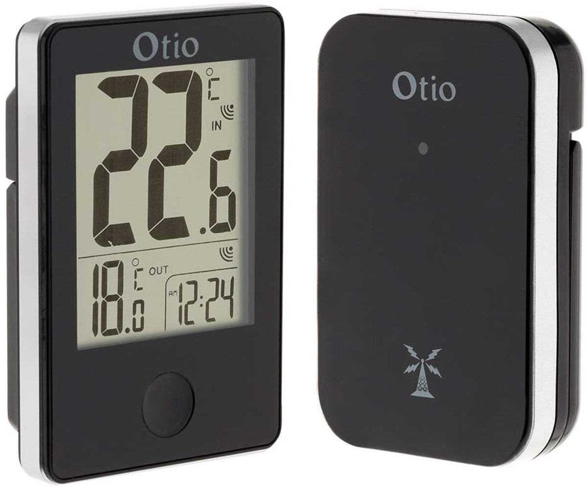 SnelShoppen - Digitale Thermometer voor Binnen en Buiten, Met Tijdweergave in 12/24-Uur Formaat, Ideaal voor Keuken, Tuin, Feest en Camping - Zwart