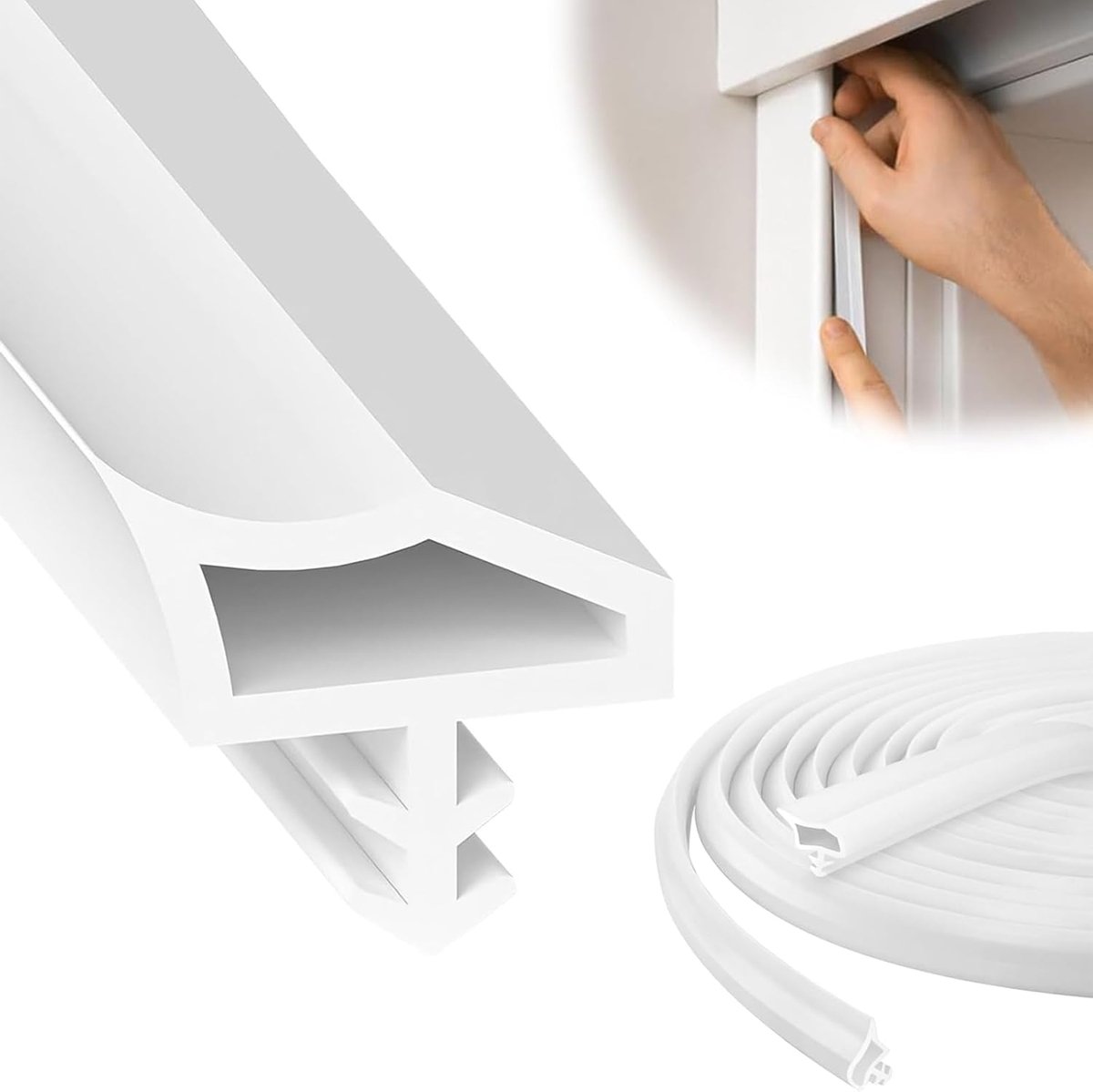 SnelShoppen - 25M Deurisolatie Wit - Deurframe Seal voor Geluidsisolatie en Vochtbestrijding, Winddichte Seal voor Deuren en Ramen, Perfect voor Thuis