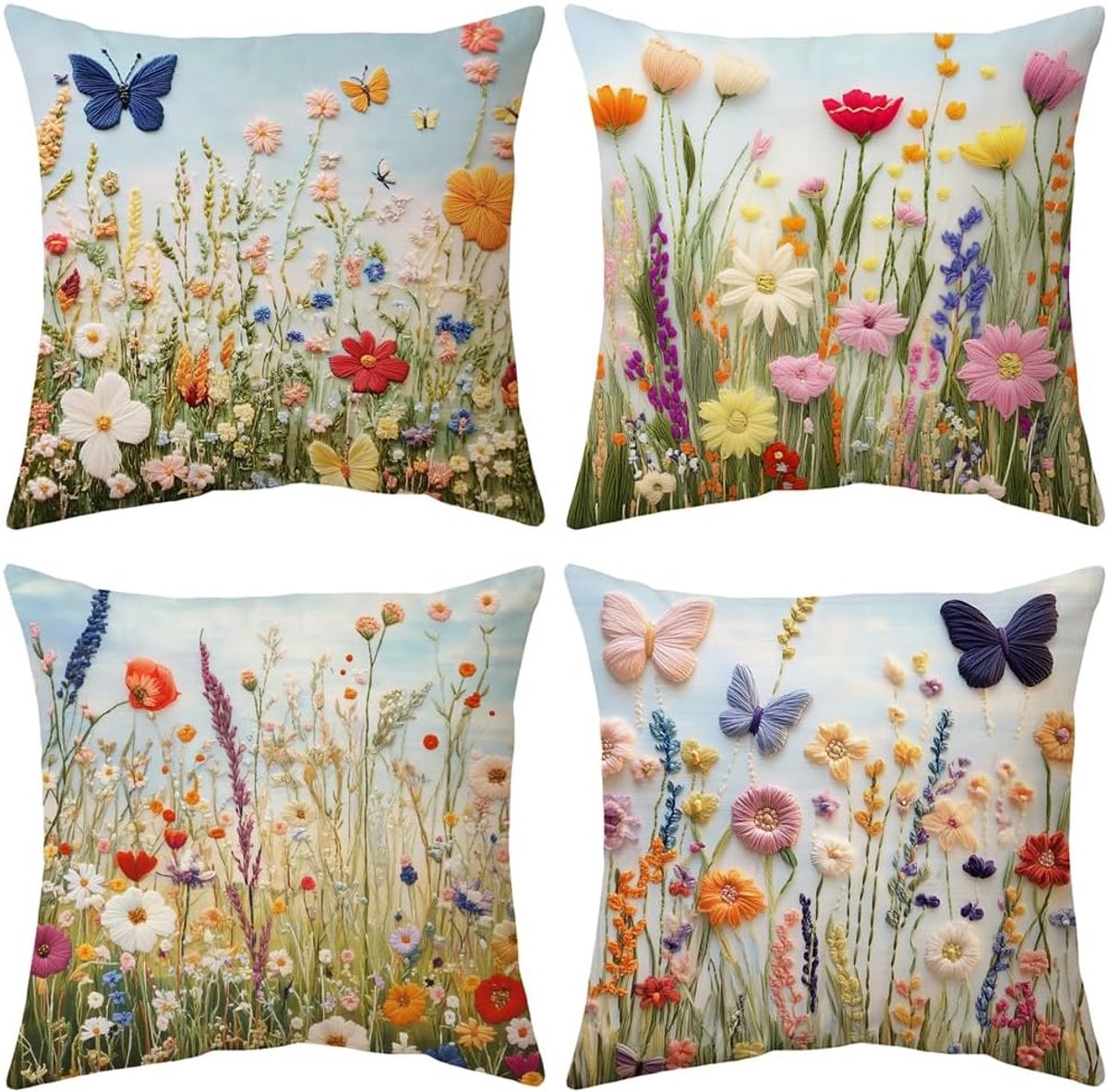 SnelShoppen - 4 x 45 cm Kussenhoezen - Zachte Velvet Kussenhoezen voor Bank, Slaapkamer en Auto - Premium Kwaliteit, Kleurrijke Patroon, Huisdier Vrie