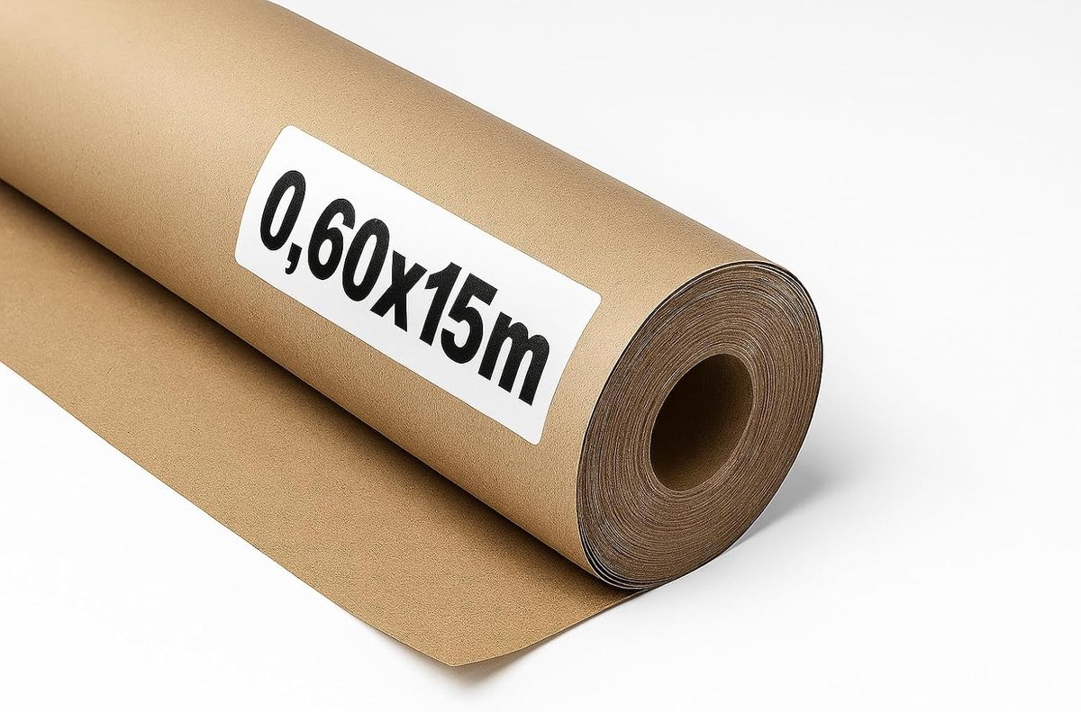 SnelShoppen - Kraftpapier Rol 0.60 x 15 m - Natuurlijke Bruine Verpakkingspapier - Gerecycled, Scheur- en Kreukbestendig - Geschikt voor Creatieve Pro
