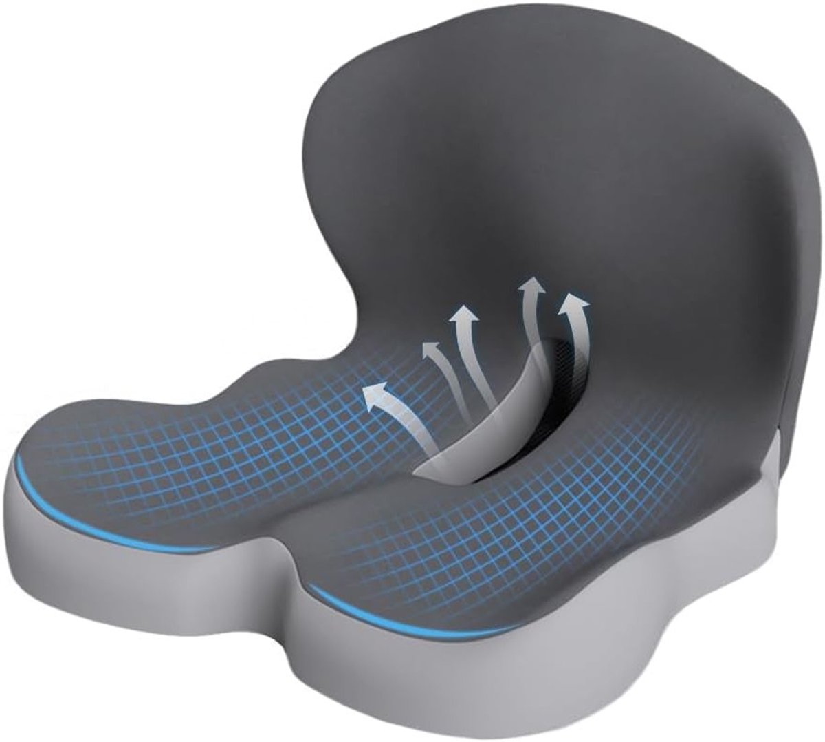 Ergonomisch Zitkussen met Rugleuning en Zijsteun voor Kantoorstoel en Auto, Comfortabel Coccyx Kussen voor Gezonde Houding en Ontspanning
