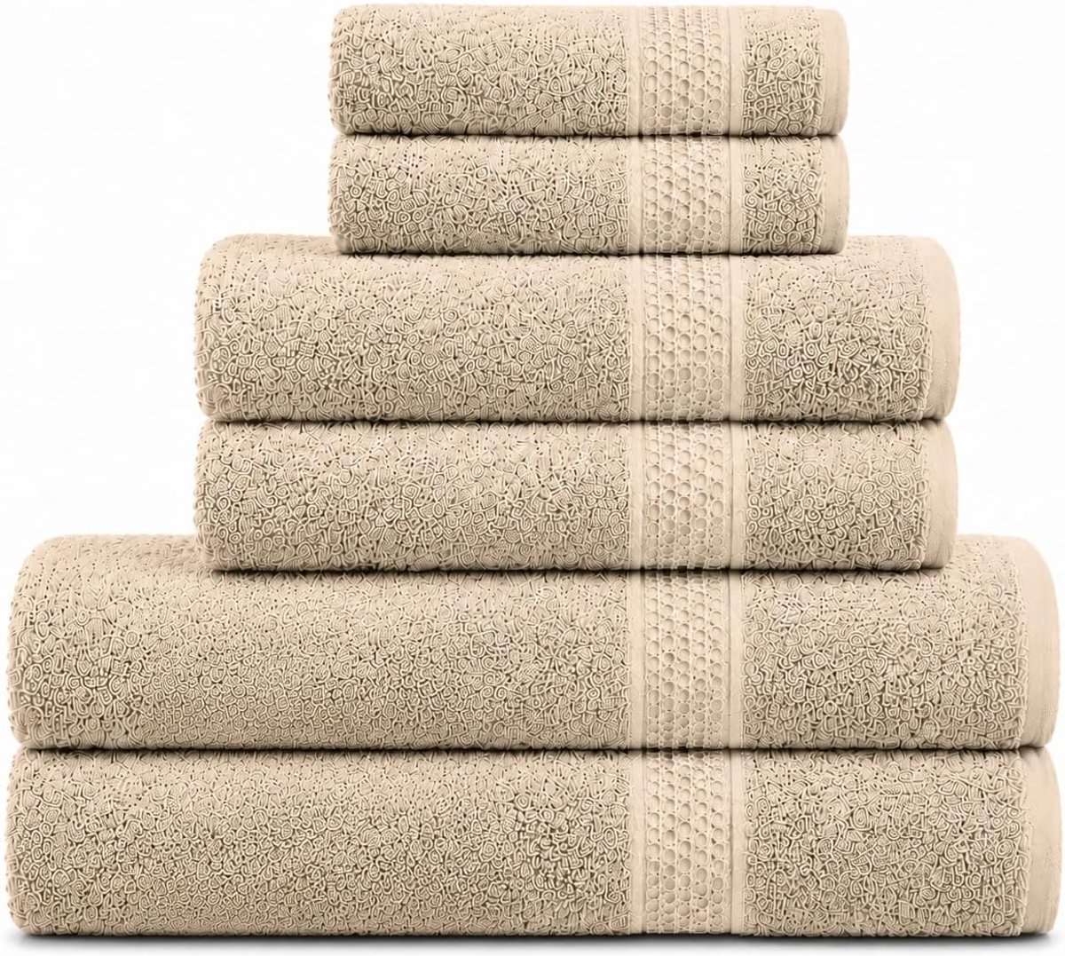 SnelShoppen - 6-delige Handdoeken Set 100% Katoen | 2 Badhanddoeken 70x140cm, 2 Handdoeken 50x100cm, 2 Gastendoekjes 30x50cm, Zacht & Hoog Absorberend