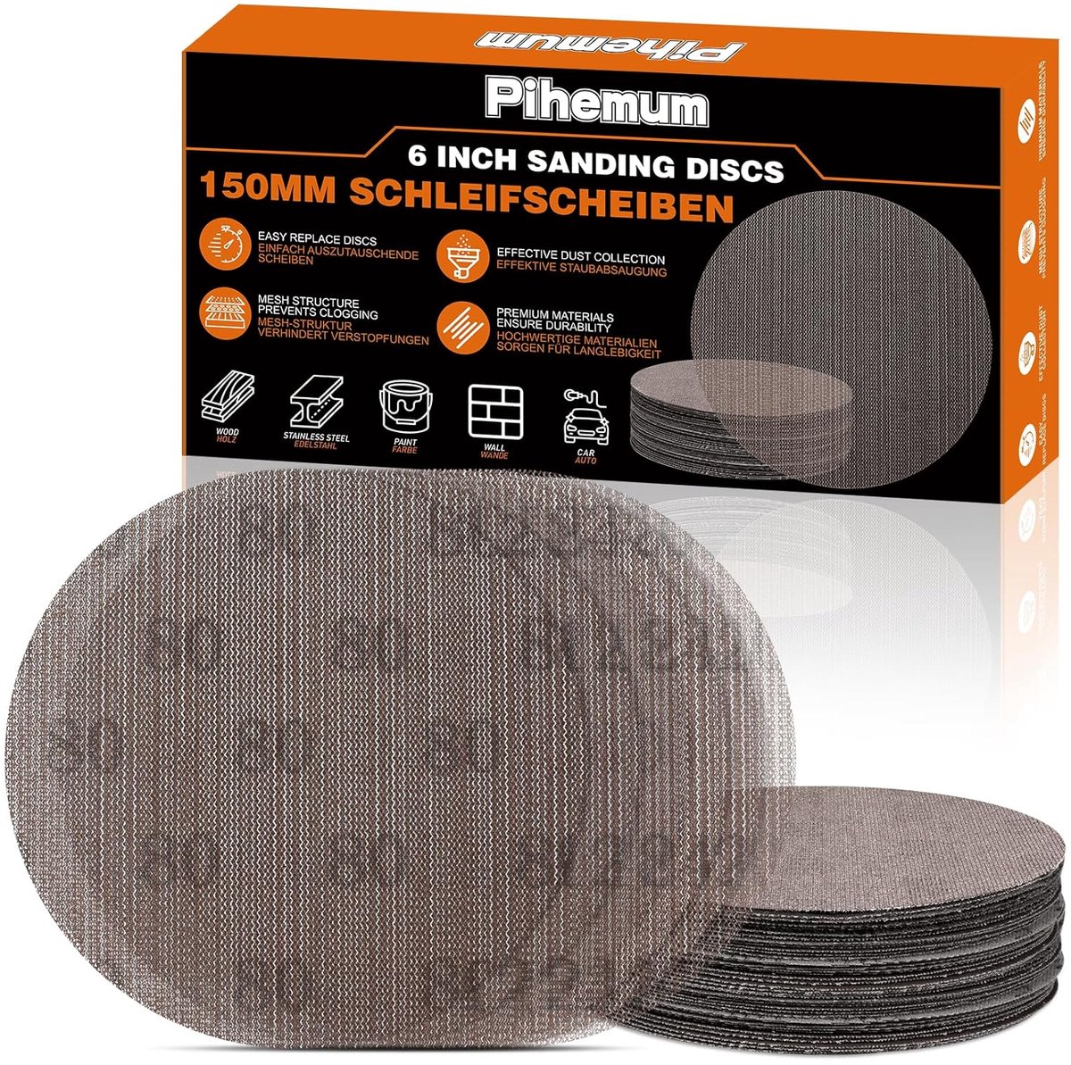 SnelShoppen - Pack van 60 Schuurmachines 150 mm Schuurpapier 80 120 180 240 320 400 voor Excenter Schuurmachine - Perfect voor Houtbewerking en Verbou