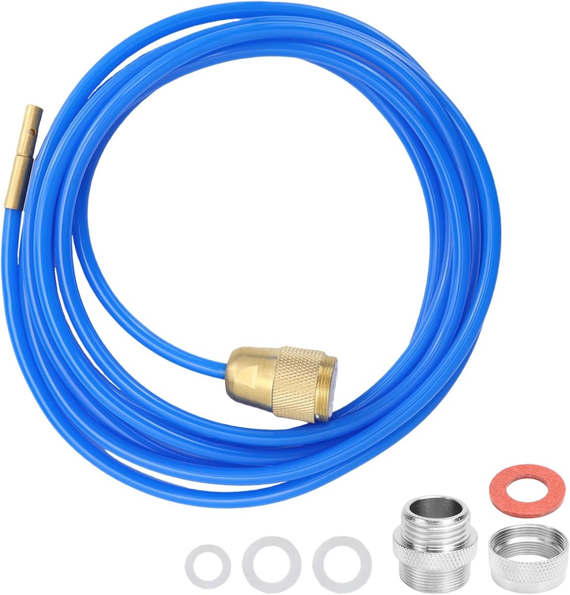 SnelShoppen - High Pressure Pipe Cleaner, 3m Lang, Afvoer Reinigingsslang met Messing Spuitmond en Afdichtingen voor M22 M24 en 1/2 Inch Buizen, Blauw
