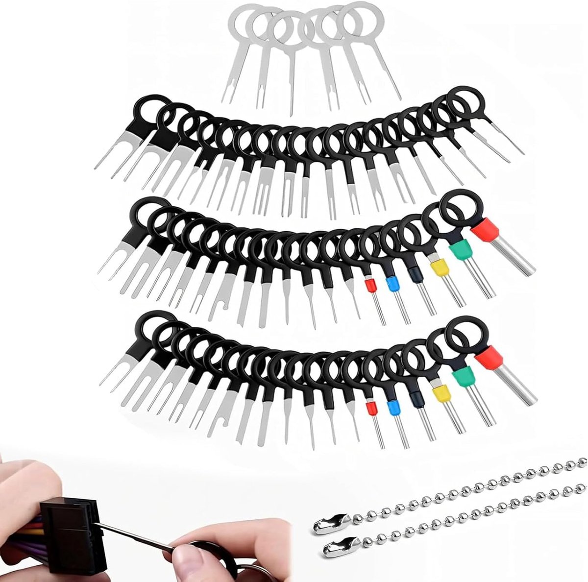 SnelShoppen - Terminal Removal Tool Kit voor Auto, Elektrische Connectoren, Pin Release Wrench, Extractor, 60-delige Set van Hoogwaardige Metalen en K