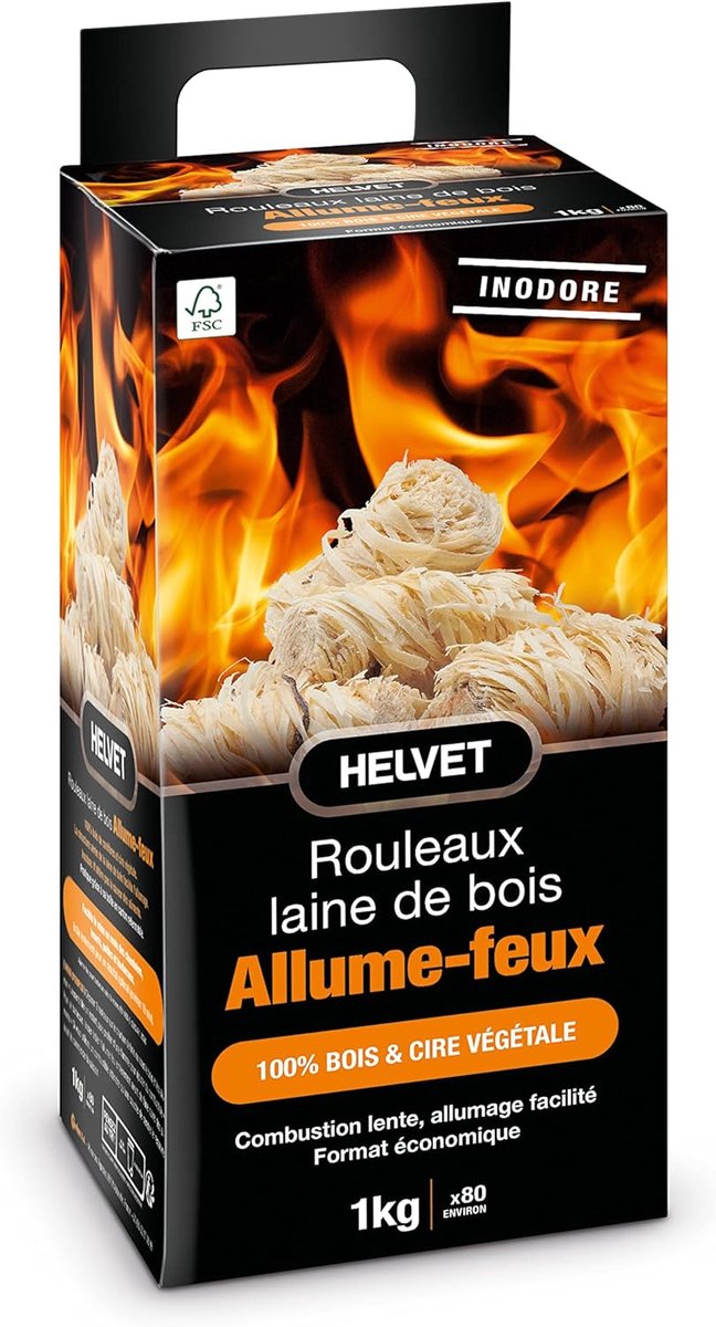 SnelShoppen - 80 Hout Firelighters voor Open Haard en Houtkachel, 100% Ecologisch van Hout en Plantaardige Was, FSC, Brandduur 10 Minuten