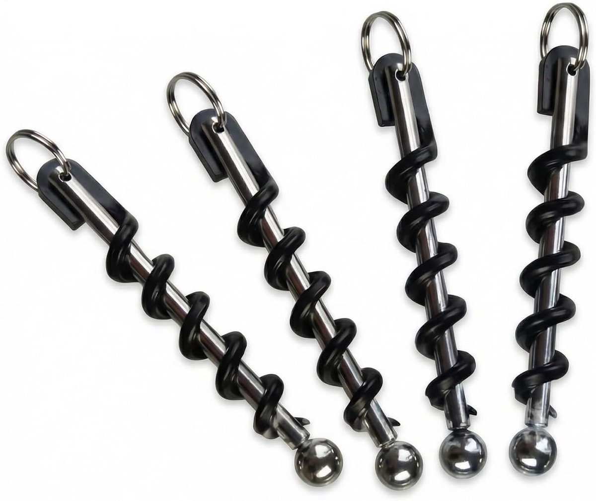 SnelShoppen - 4 Stuks Mini Sleutelhangers, Corkscrew, Draagbare Flesopener, Lichtgewicht, Perfect voor Feest, Camping, Reizen en Cadeau