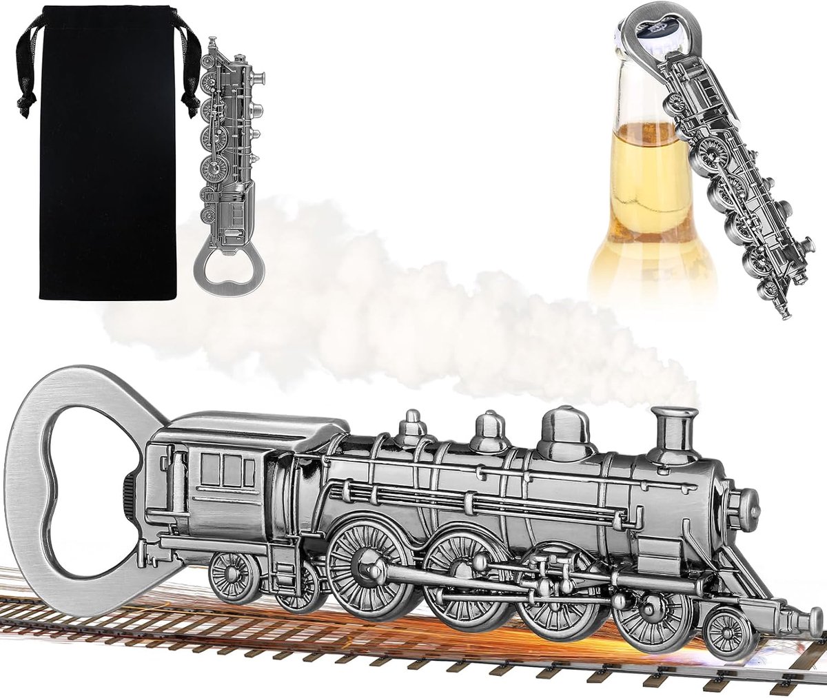 SnelShoppen - Train Bottle Opener, Trein Flesopener in Stoomlocomotief Design, Persoonlijke Cadeaus voor Mannen, Perfect voor Vaderdag, Verjaardag en
