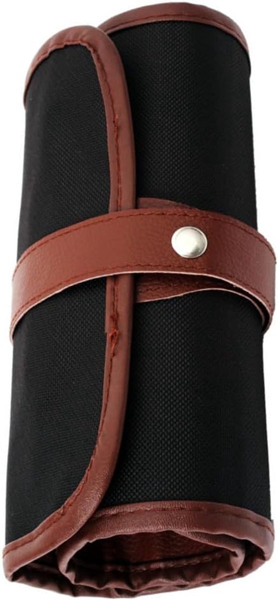 SnelShoppen - Multifunctionele Canvas Pennen Case - Rollup Pouch voor School, Kantoor en Kunstenaars - Zwart - Duurzaam en Stijlvol