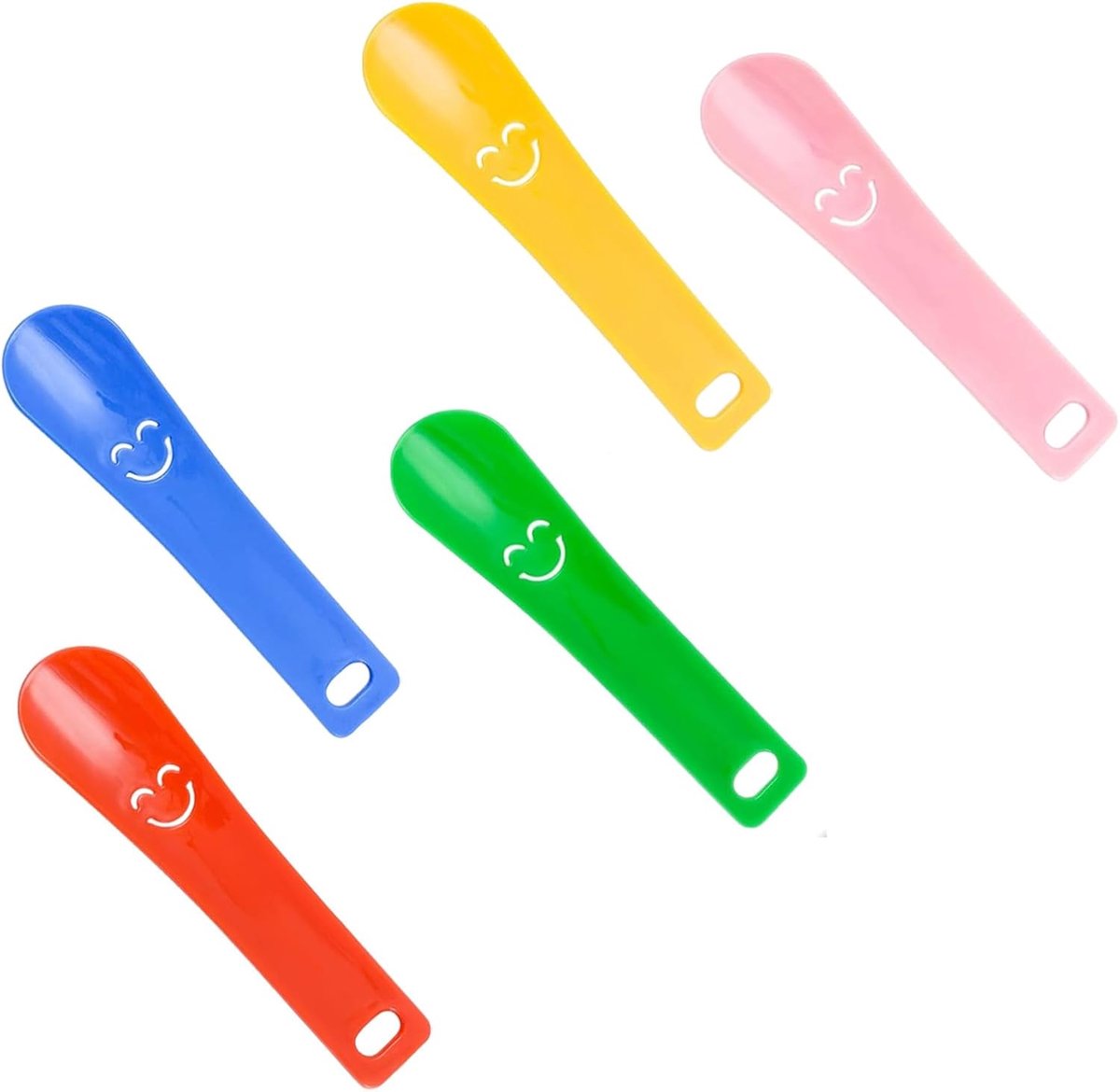 SnelShoppen - 5x Mini Schoenlepels voor Kinderen en Volwassenen - Lichtgewicht Plastic, Ideaal voor Senioren - Kleuren: Blauw, Roze, Rood, Groen, Geel