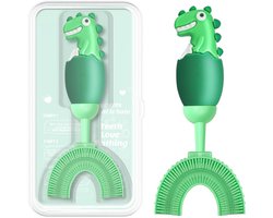 U-Shaped Toothbrush for Kids Ages 2-7, Soft Food-Grade Silicone for Sensitive Gums, 360° Teeth Cleaning Design, Training & Travel-Friendly Toddlers' Toothbrush (Green)