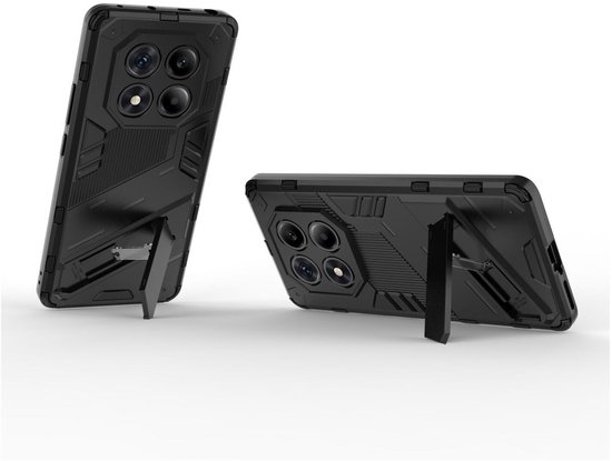 Hoesje Geschikt voor Xiaomi Redmi Note 14 Pro 4G | Shockproof Kickstand Back Cover | Zwart