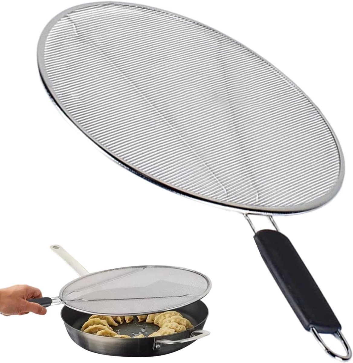 Spatdeksel Pan Vetvanger Keuken Schoon Koken Fijnmazig Roestvrij Staal 33 cm Zilverkleurig