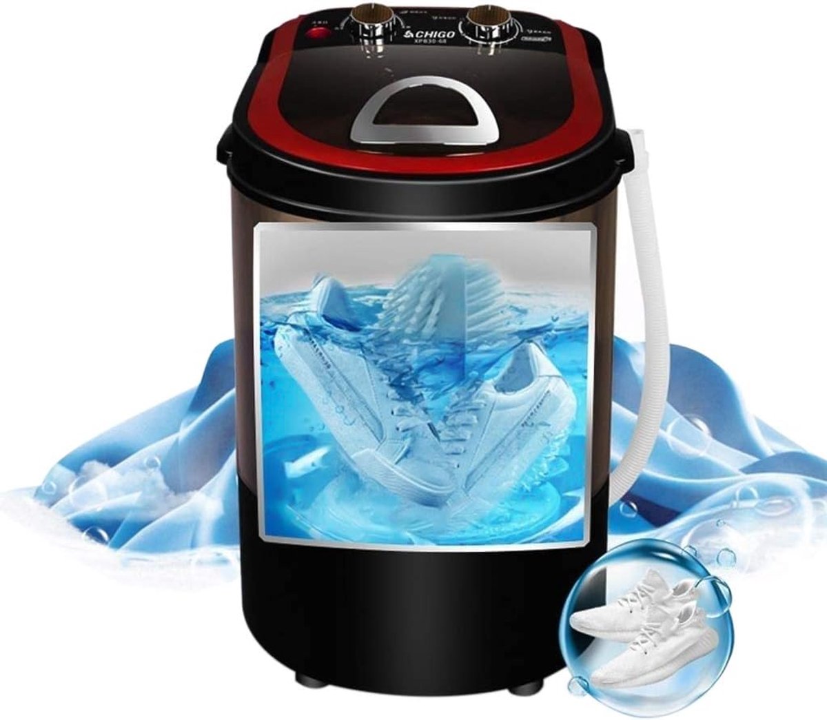 Mini Wasmachine Schoenenwasser Schoenen Reinigen 360° Blauw Licht 3kg Capaciteit Wit