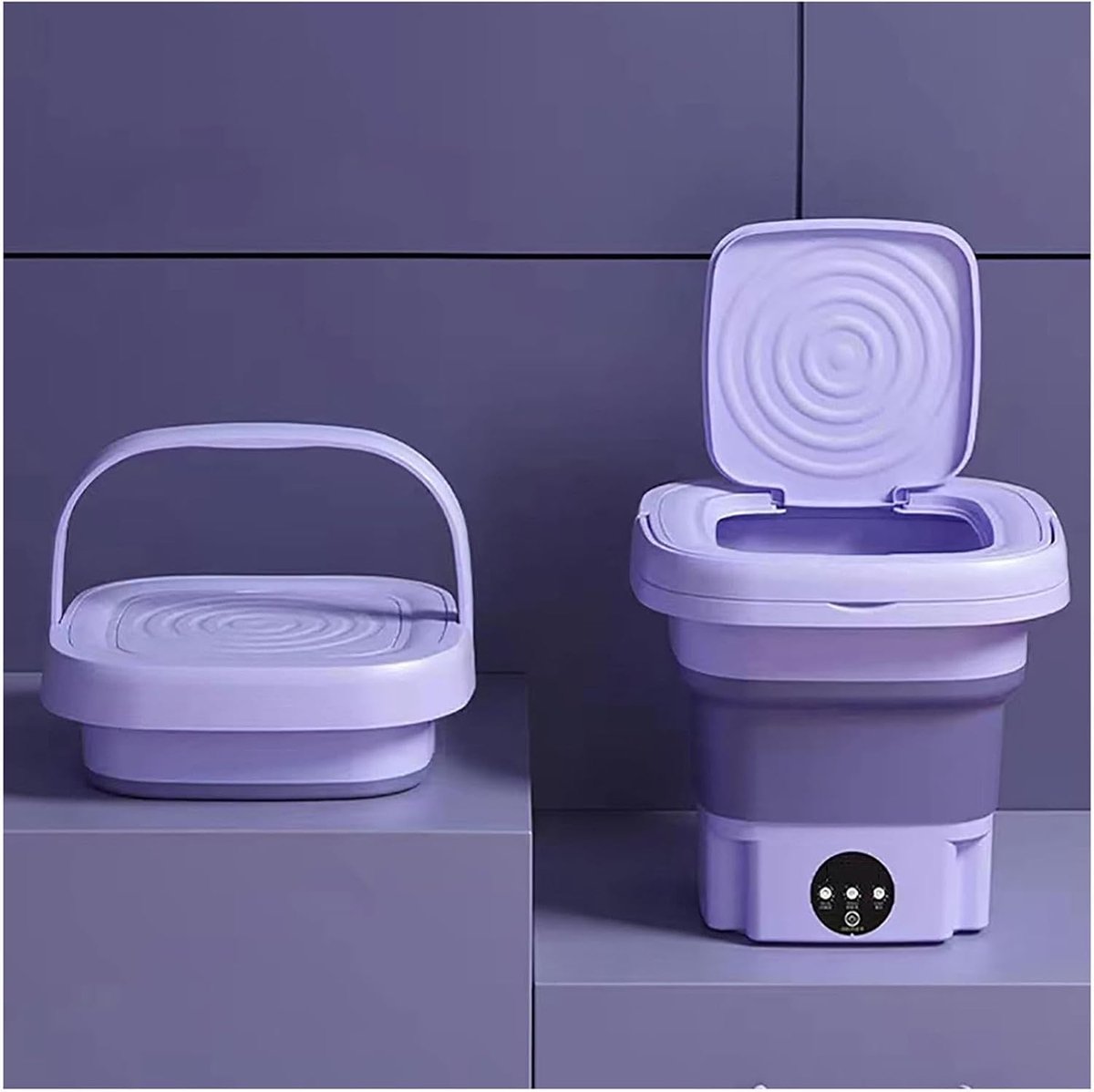Draagbare Wasmachine Mini Wasmachine Opvouwbaar Ondergoed Wassen Met Blu-Ray Reiniging 8L Capaciteit Paars