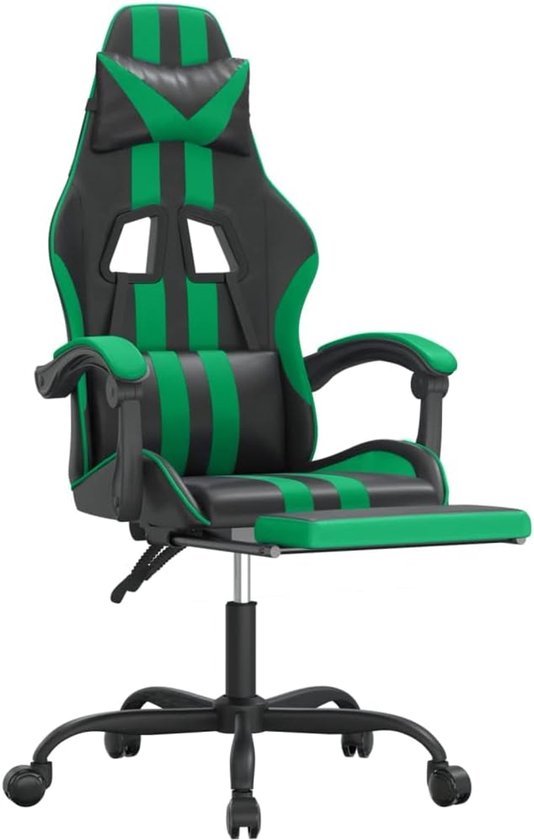 Gamingstoel met voetensteun - Gamerstoel bureaustoel - Comfortabel gamen - Verstelbare rugleuning - Max 110 kg - Zwart groen — afbeelding 4