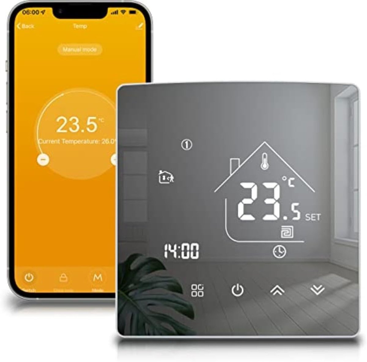 Slimme Thermostaat - Wifi Thermostaat Verwarming - Energie Besparen - App en Spraakbediening - 90 x 86 x 27 mm