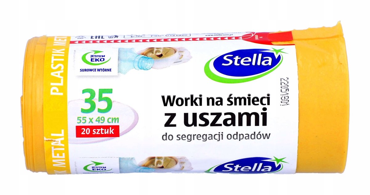 Sarantis Stella Serie - Afvalzakken met Oortjes - 35L - Geel - Kunststof en Metaal