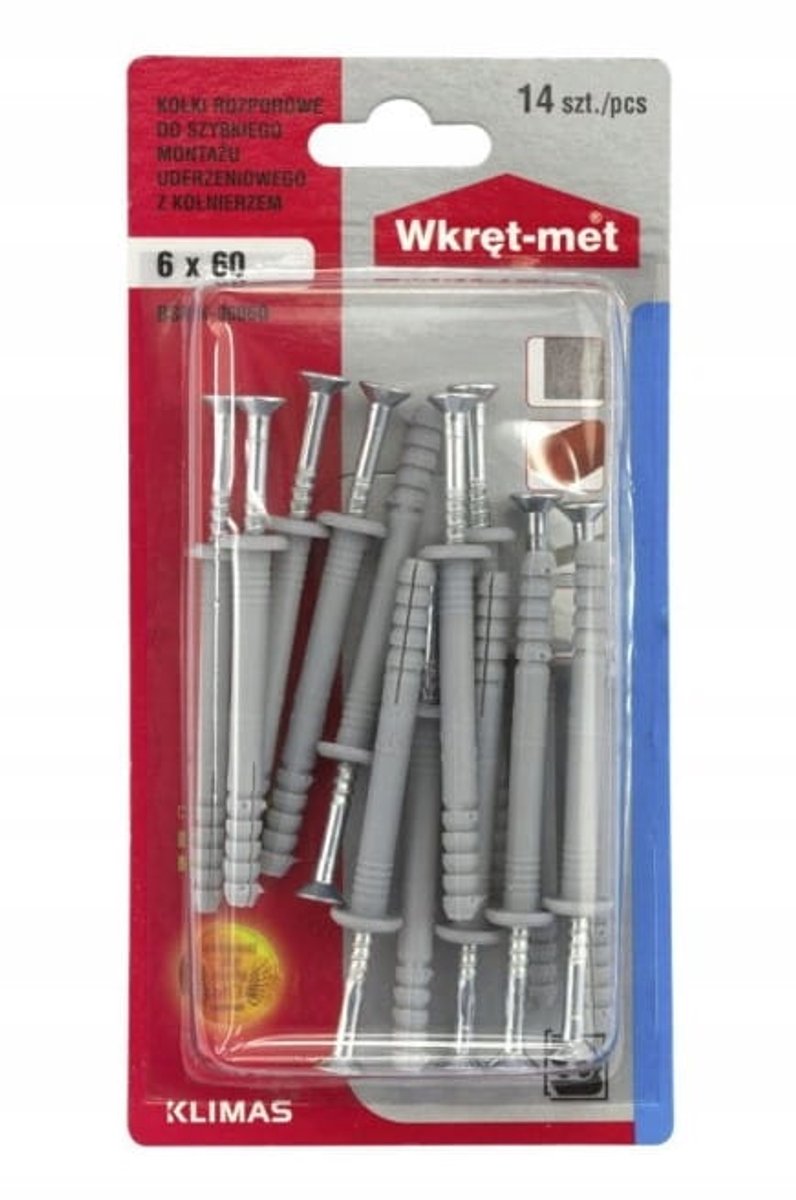 Wkręt-met - Universele Plug - 6x60mm - Polypropyleen/Staal - 14 stuks