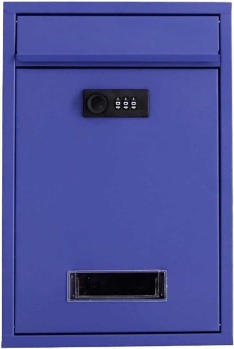 Brievenbus met slot - Postdoos Buiten - Post Veilig Ontvangen - Weerbestendig Gegalvaniseerd Staal - Grote Capaciteit - Blauw