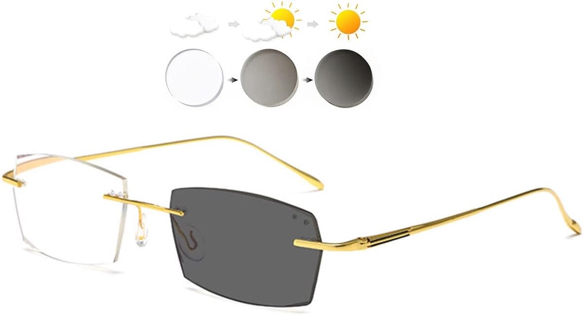 Zelfkleurende Leesbril - Fotochrome Bril - Comfortabel Lezen - Blauwlichtfilter - 1.0 tot 4.0 - Goud