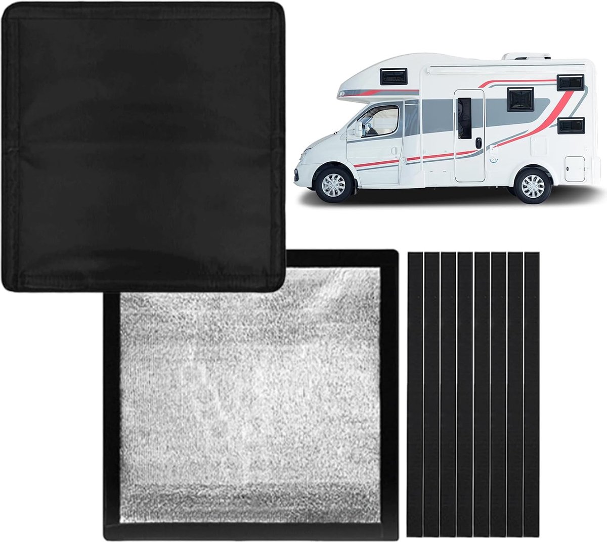 Zonwerend Deksel - Dakluik Afdekking - Camper Binnen Koel - Antislip Klittenband Pasvorm - 41 cm - Grijs