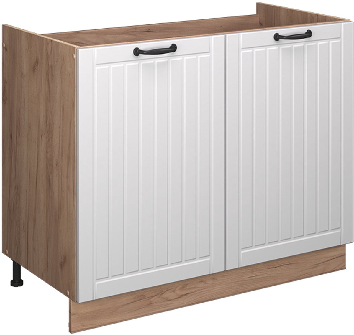 Vicco Wastafelkast Fame-Line, Wit Landhuis/Goudkleurig Eiken, 100 cm zonder werkblad