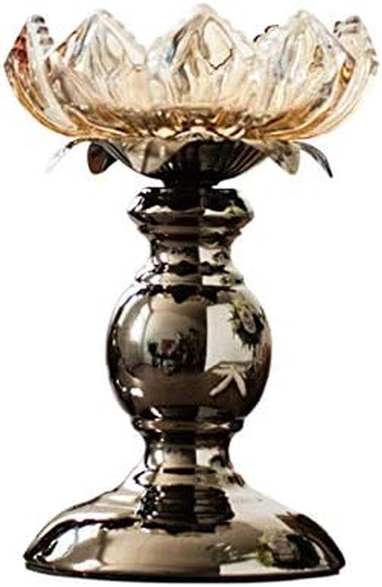 Metalen Kaarsenhouder - Glazen Kandelaar - Bruiloft Decoratie - Handgemaakt - 1 Stuk - One Color