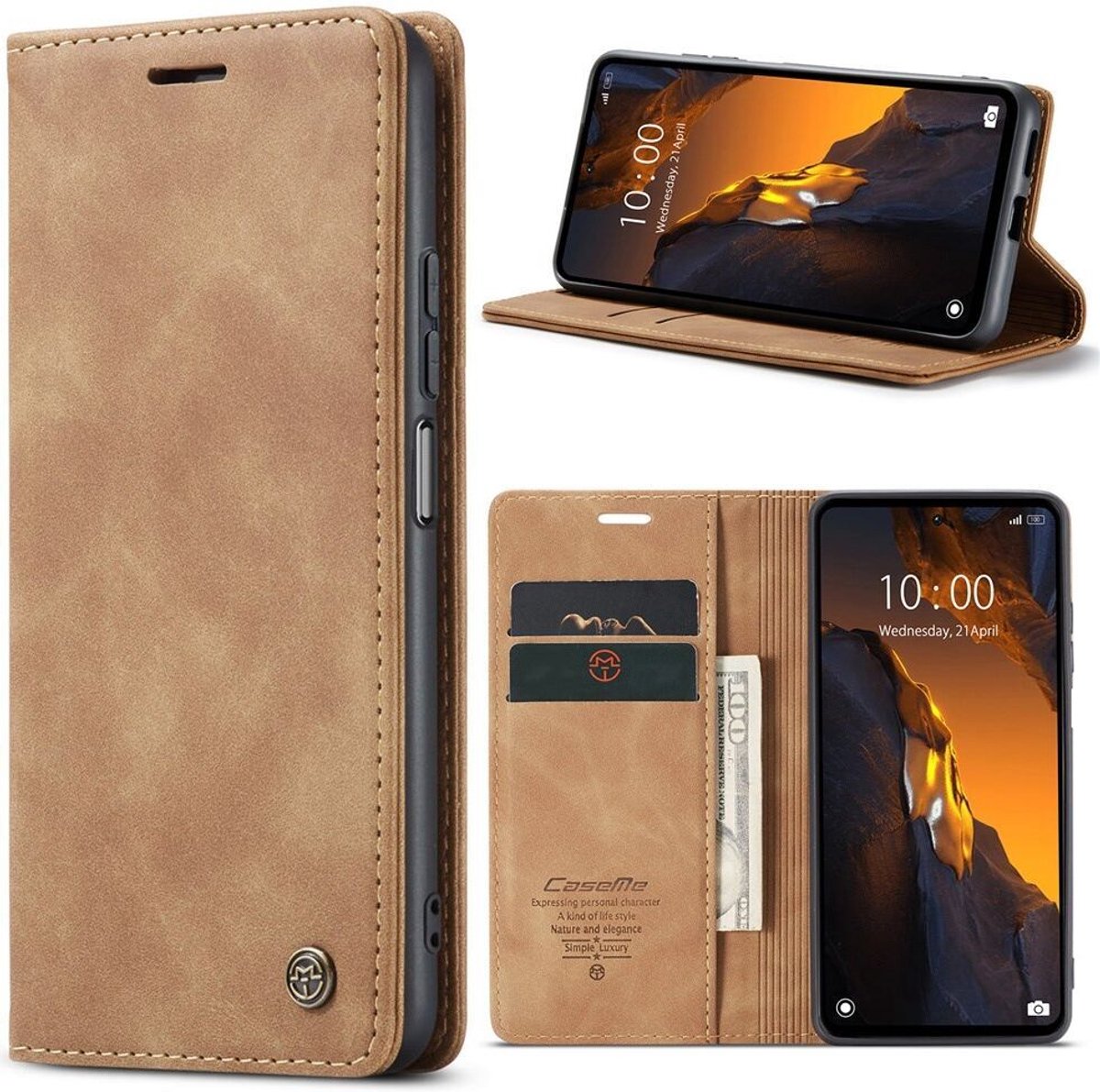 CaseMe 013 Xiaomi Poco F5 5G Hoesje Book Case en Back Cover Bruin