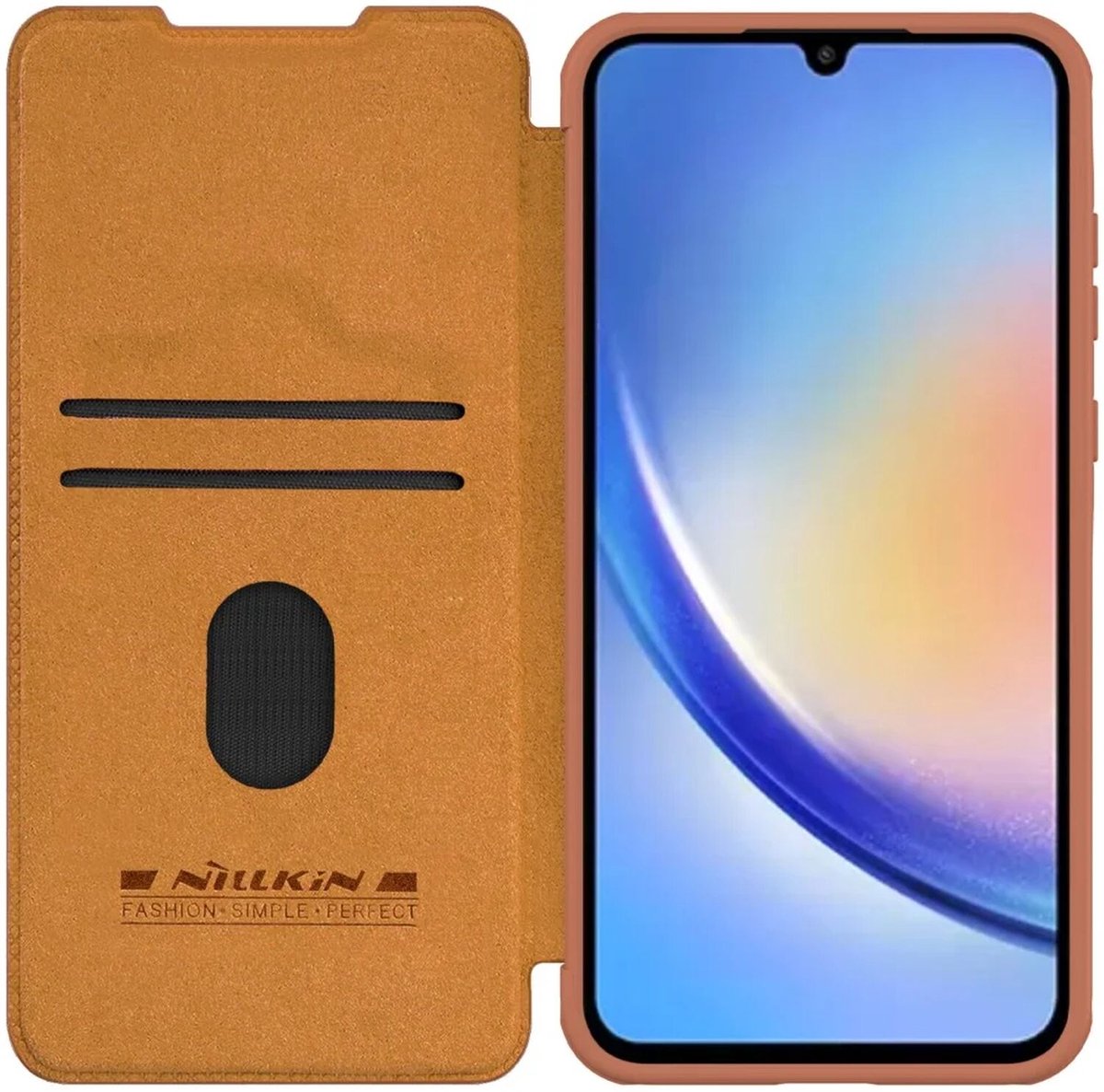 Nillkin Qin Leather Book Case Hoesje Bruin Geschikt voor Samsung Galaxy A35