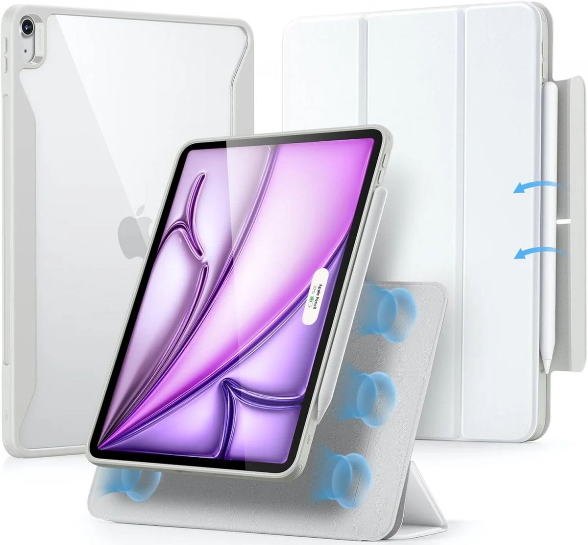 ESR Rebound Hybrid 360 Hoes Geschikt voor Apple iPad Air 13 (2024/2025/2026) Book Case Wit