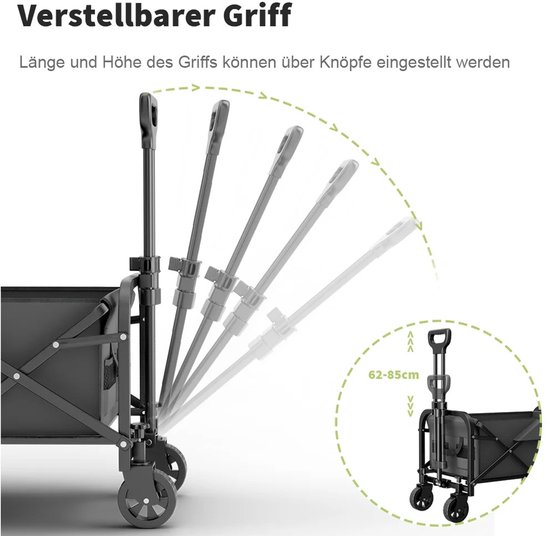 Cellista Opvouwbare Bolderkar - Campingwagen met Wielen - Tuinkar Opvouwbaar - Transportwagen Grote Capaciteit - 100 kg Draagvermogen - Zwart — afbeelding 5