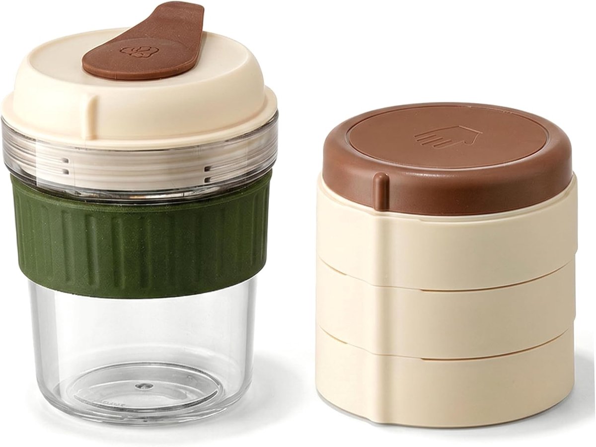 IJsklontjes Maker - Drankbeker - Dranken Koelen - 2-in-1 Ontwerp - 22 x 10 x 10 cm - Groen Wit Bruin