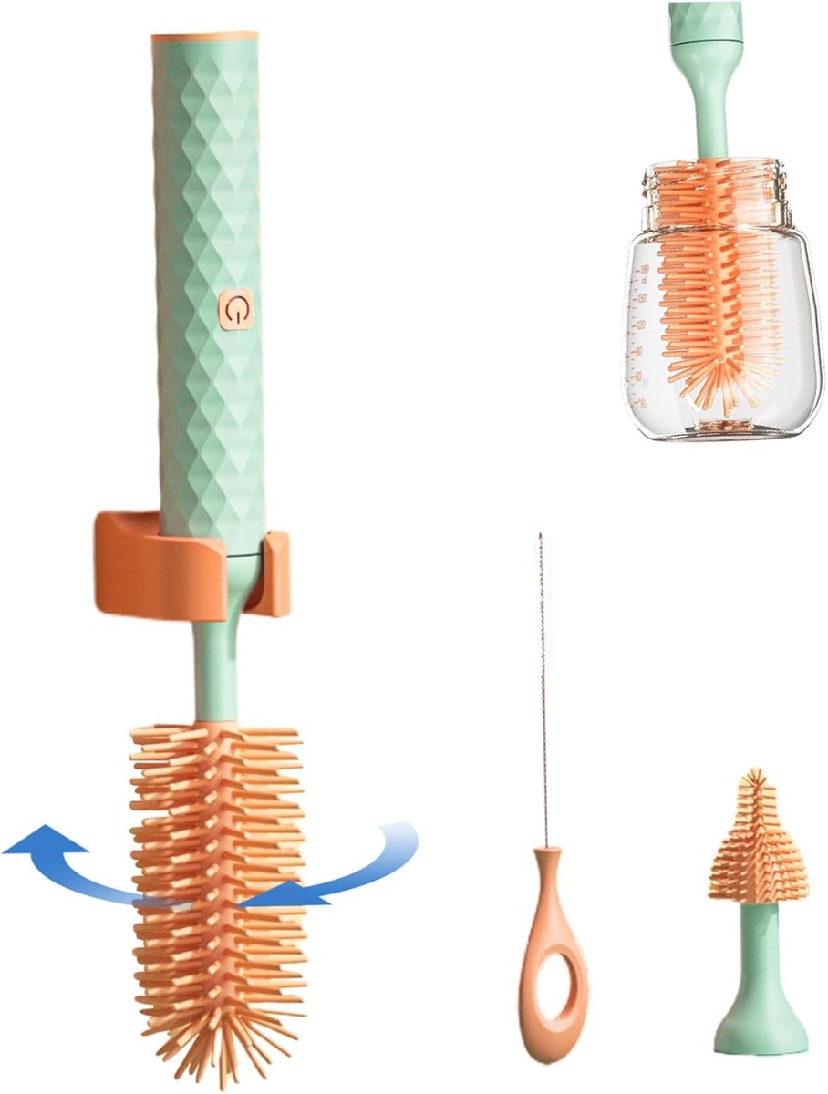 Babyfles Borstel - Flessenreiniger Set - Flessen Schoonmaken - 360 Graden Rotatie - 3 Delig - Groen