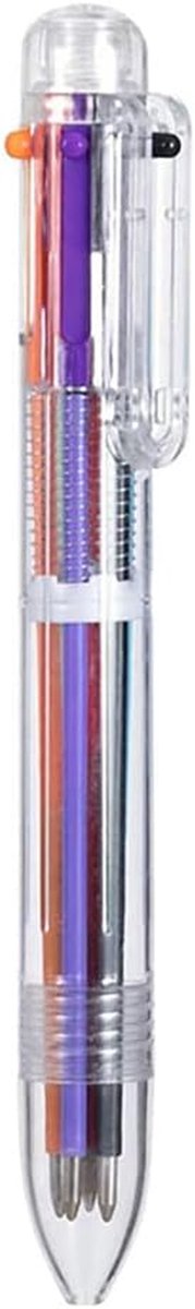 Multicolor Balpen - Schrijfpen - Creatief Schrijven - 6 Kleuren In Eén - 1.0mm Punt - Transparant