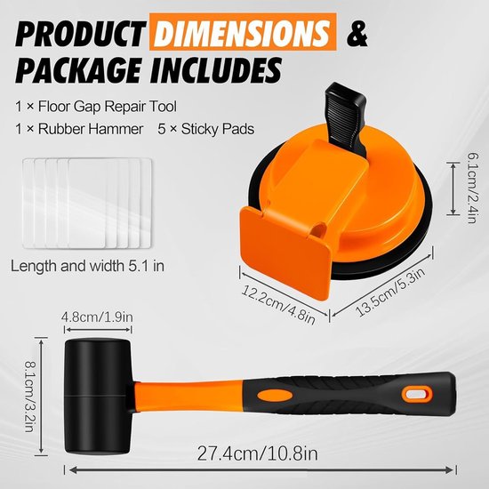 Vloer Reparatie Set - Voegen Tool - Vloeren Herstellen - Met Zuignap - 12 cm - Metaal — afbeelding 4