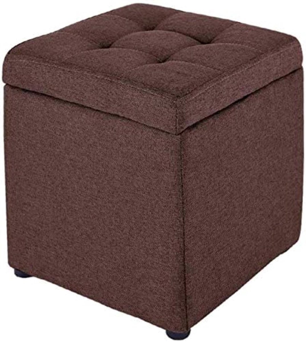 Voetbank met Opbergruimte - Ottomaanse Kruk - Woonkamer Organisatie - Gevuld Met Spons - 30x30x35 cm - Bruin