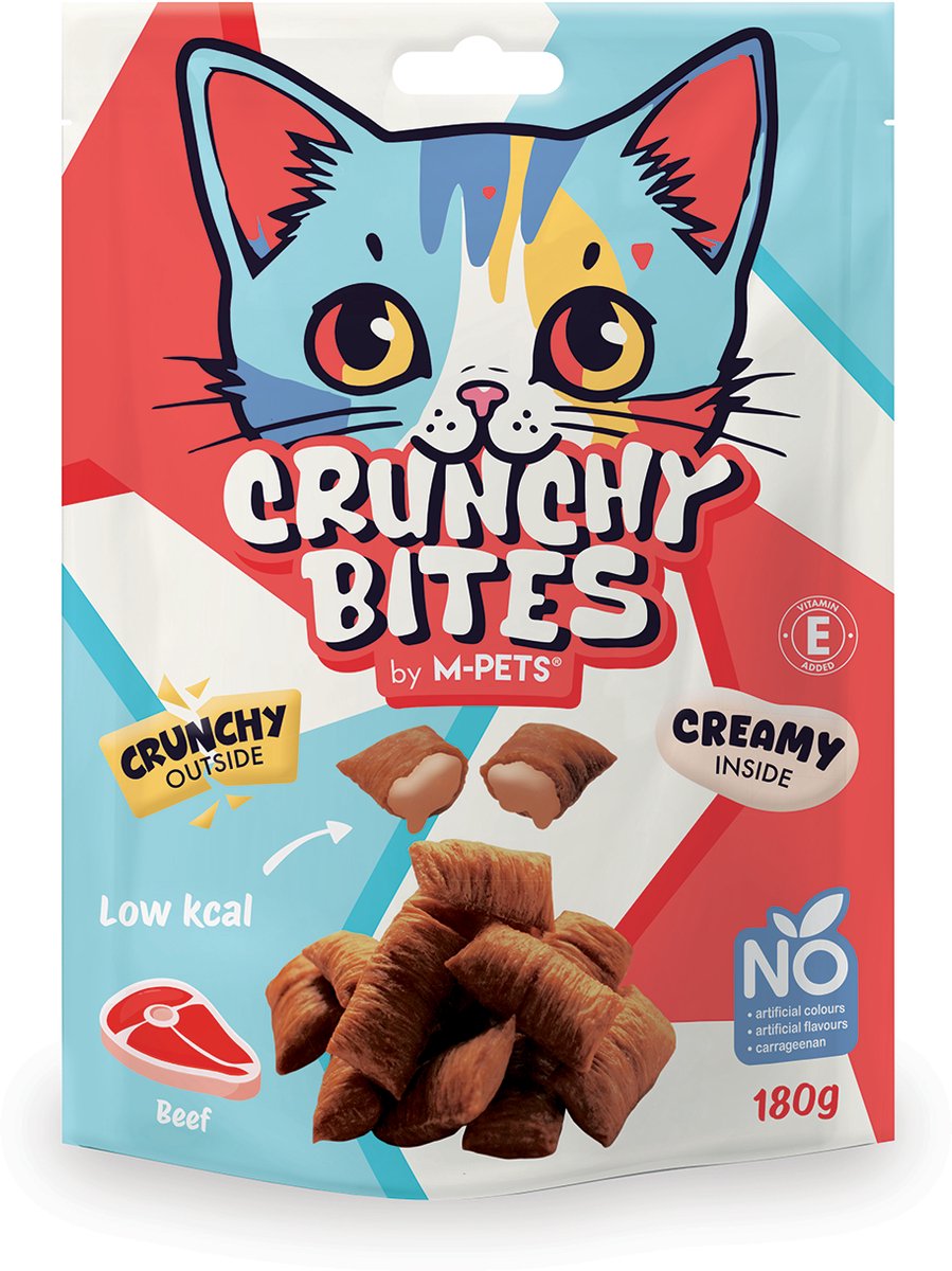 M-PETS CRUNCHY BITES kat snack rund - 180 g - per 10