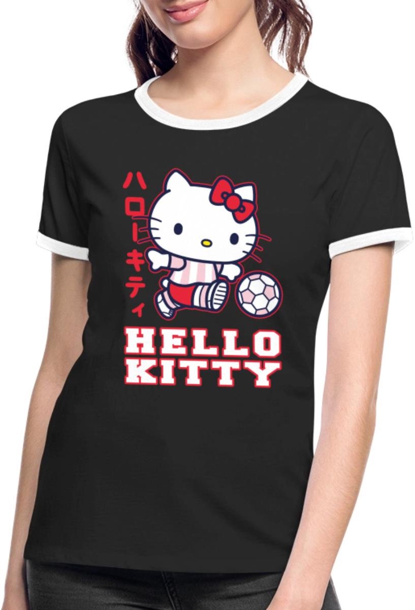 Hello Kitty Speelt Voetbal Vrouwen Contrast Shirt