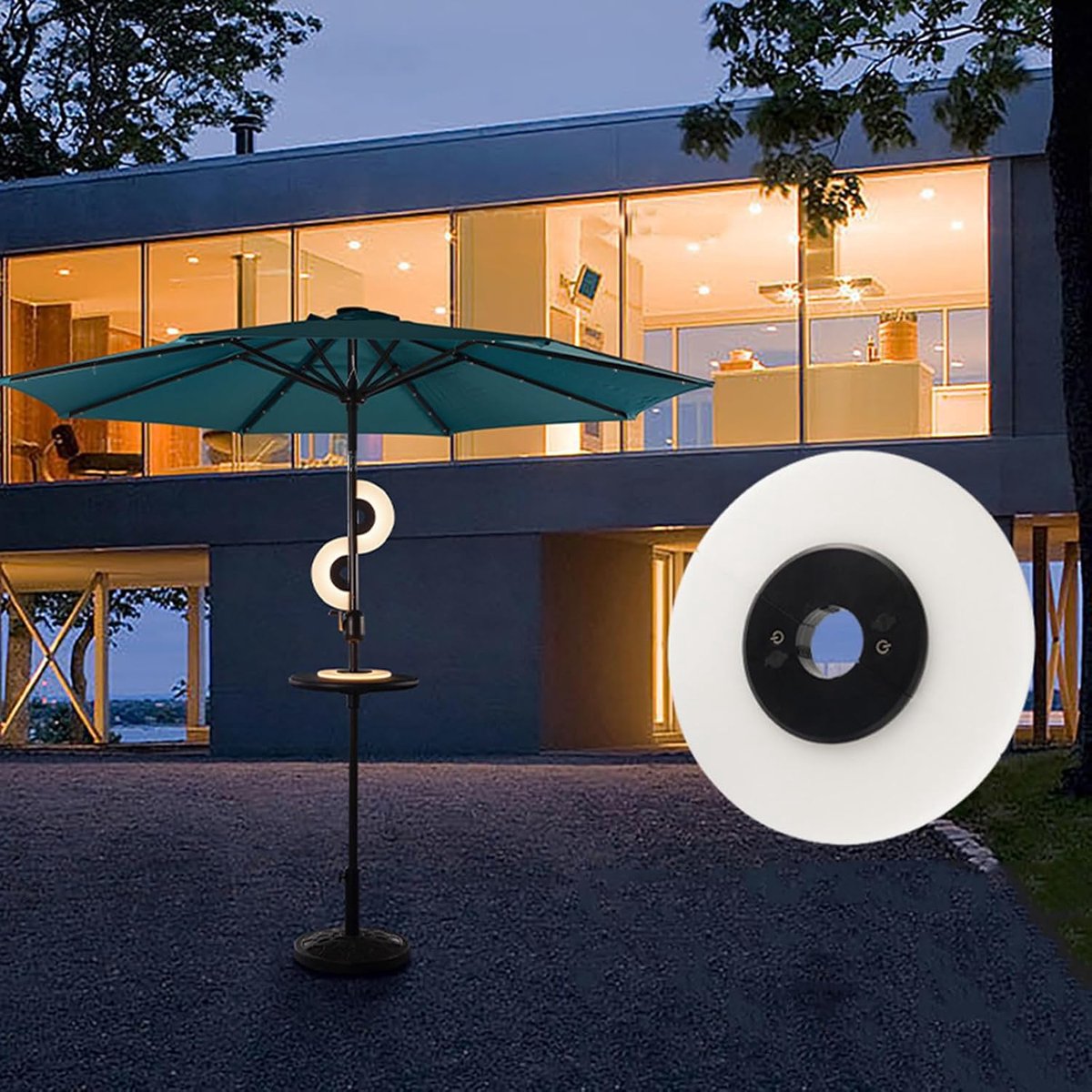 Paraplulamp LED - Terrasverlichting Snoerloos - Buitenverlichting - Traploos Dimbaar - 2500mAh - Wit