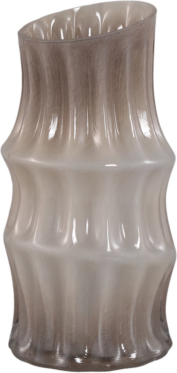 PTMD Anvi Cream Solid Glass Vase Angular Shaped Round L