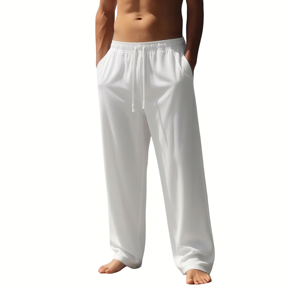 Currero Linnen Broek Heren - Zomerbroek - Volwassenen - Lange Broek - Pantalon - Strandbroek - Zomer - Ibiza Stijl - Wit XXL