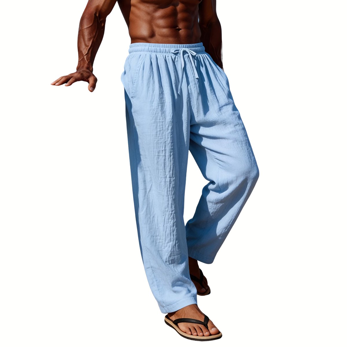 Currero Linnen Broek Heren - Zomerbroek - Volwassenen - Lange Broek - Pantalon - Strandbroek - Zomer - Ibiza Stijl - Hemelsblauw XXXL
