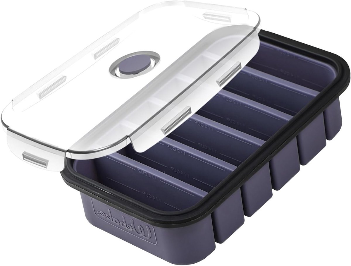 Siliconen Soepopslagcontainer met Deksel - Extra Grote Diepvriesbak voor Soep, Boter en Voedsel - 1/2 Cup Porties, Ideaal voor Invriezen en Bewaren