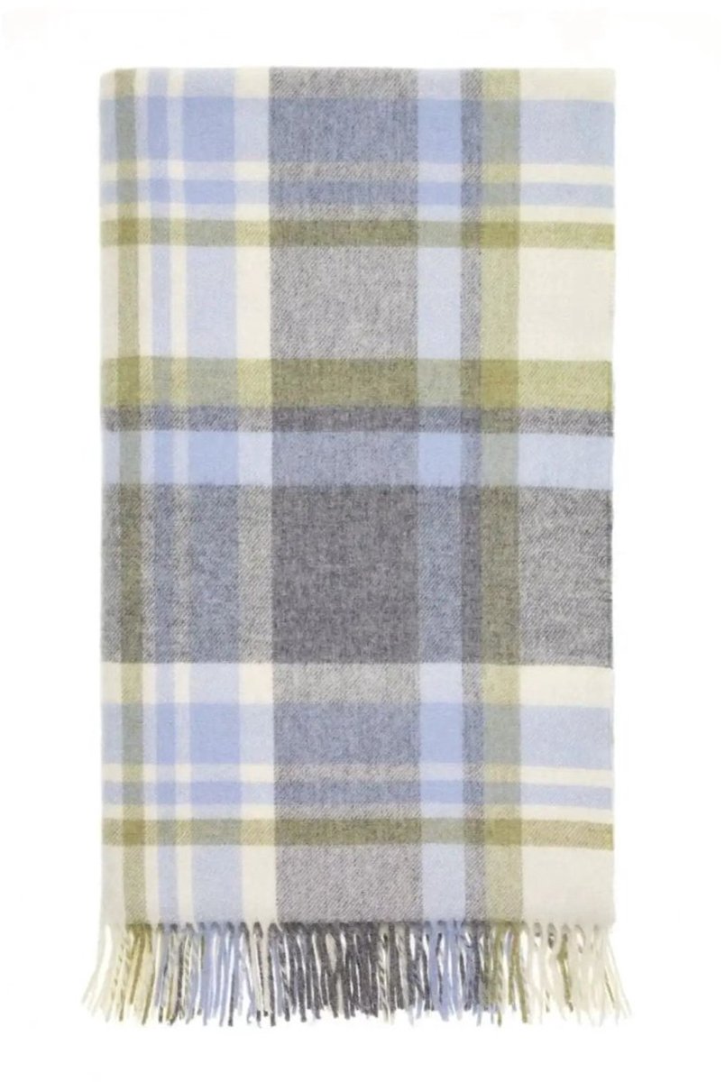 Plaid Portree Grijs Lichtblauw - Merino lamswol - 140x185 - Bronte by Moon Scotland