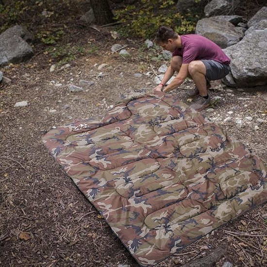 Camouflage slaapzak - Outdoor slaapzak - Kamperen en wandelen - Waterdicht en weerbestendig - 220 x 70 cm - Groen — afbeelding 3