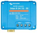 Blauwe Victron Orion-Tr DC/DC-omvormer met tekst: 'Input 18-36V, Output 12V, Power 240W (20A)'. Schroefklemmen voor input en output.